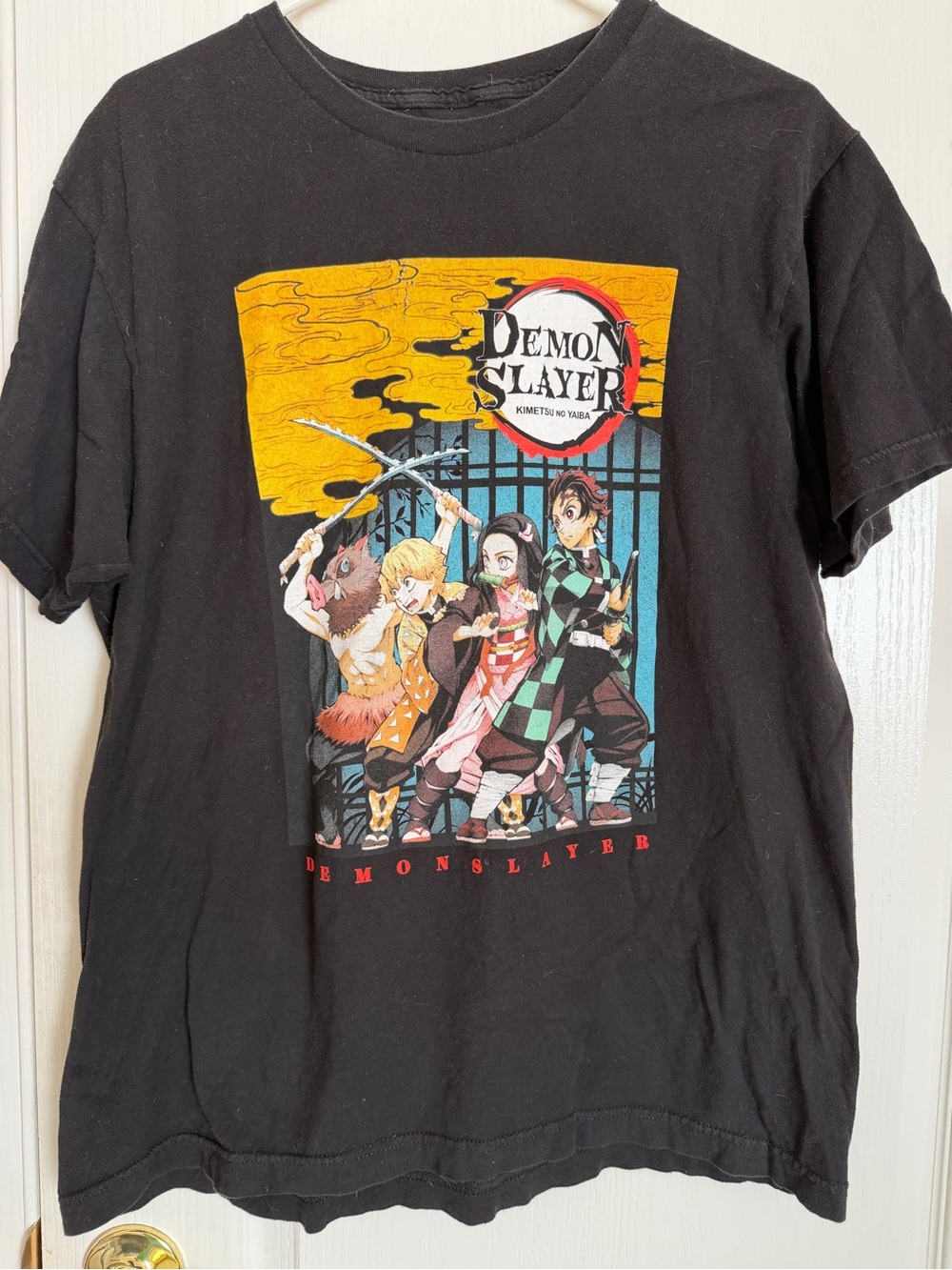 Demon Slayer Kimetsu no Yaiba Black Graphic T-Shirt Size L Anime